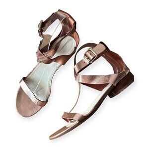 Maison Martin Margiela Rose Gold Metallic Low Heel Sandal,  Size 39.5EU